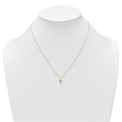 14k Yellow Gold Polished 5.00mm Round CZ Solitaire 18 inch Necklace