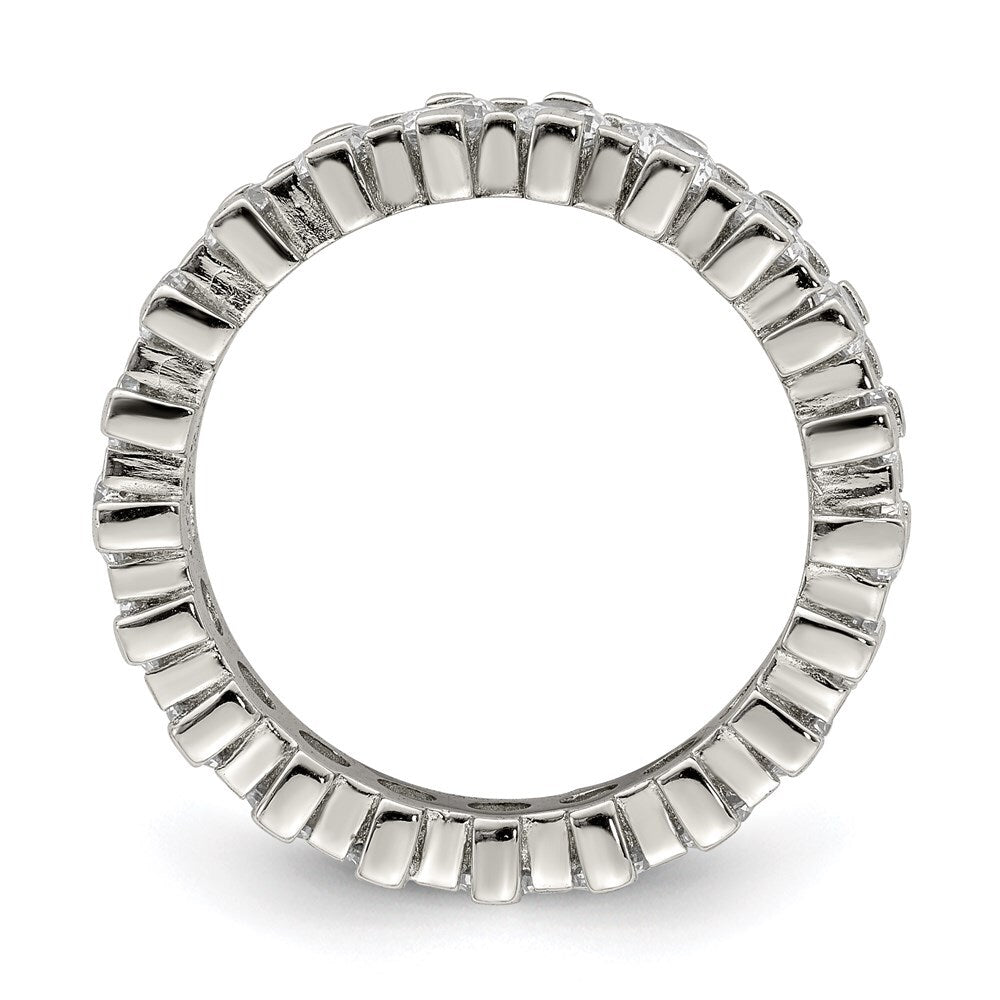 Sterling Silver Rhodium-plated Cubic Zirconia Eternity Band Size 6