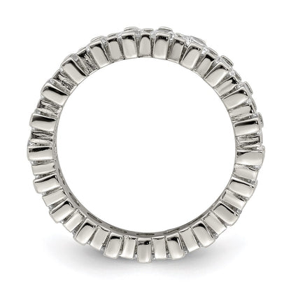 Sterling Silver Rhodium-plated Cubic Zirconia Eternity Band Size 6