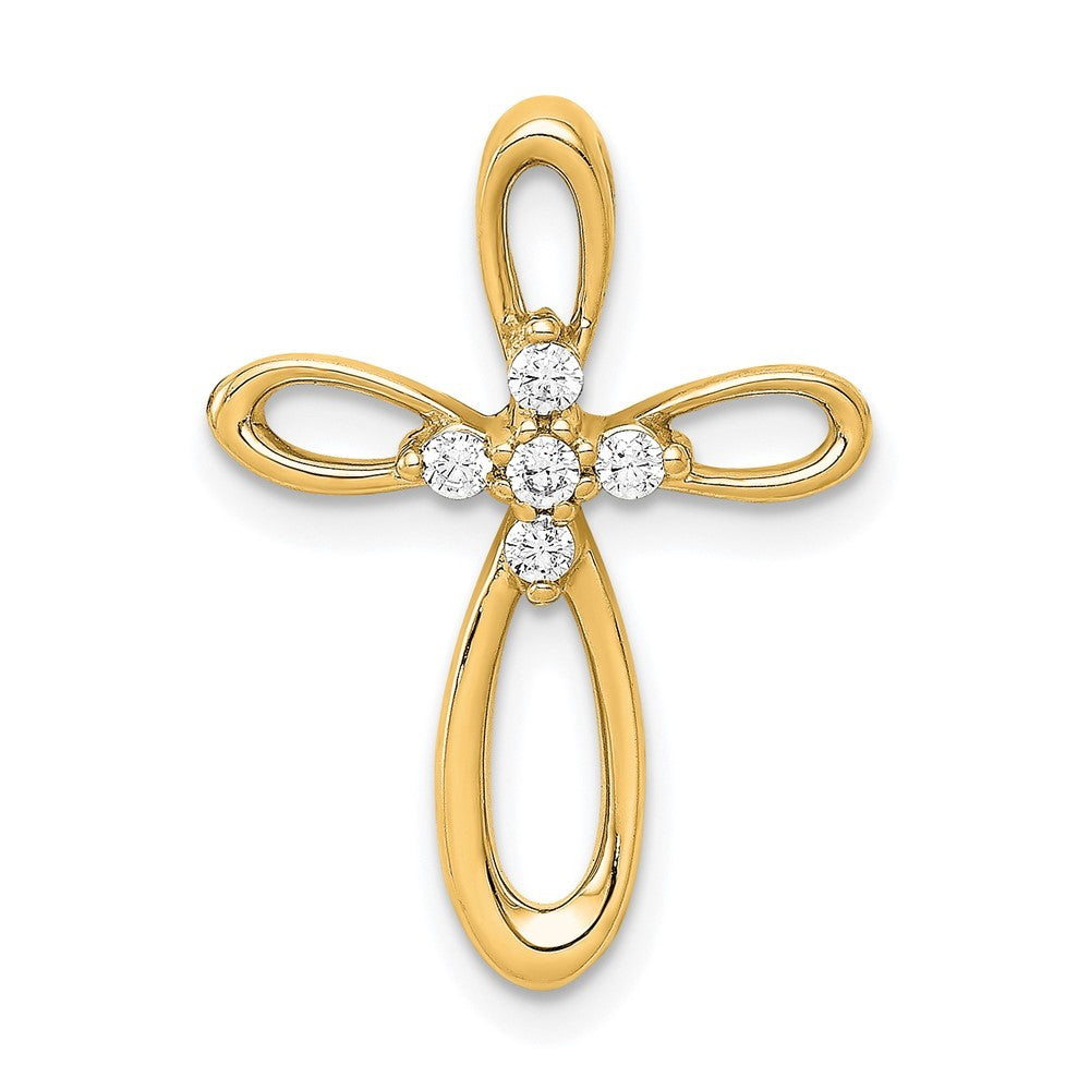 14k Yellow Gold 1/10ct. Diamond Cross Chain Slide