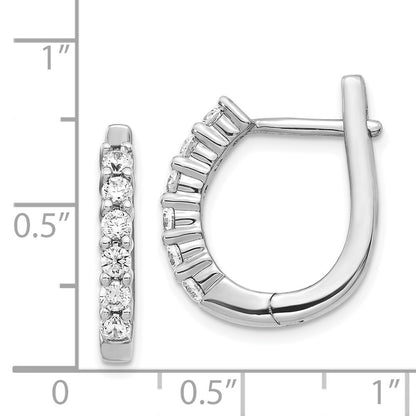 14k White Gold Diamond Hinged Hoop Earrings