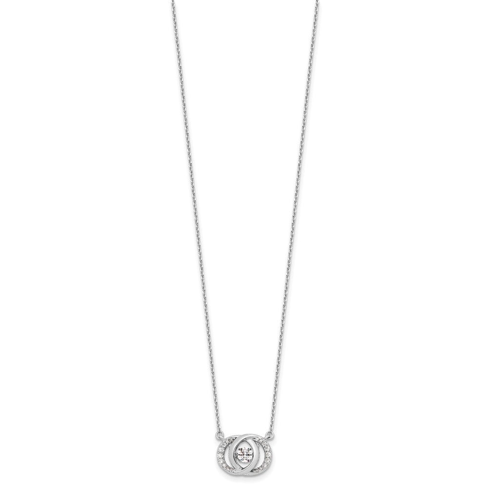 Sterling Silver Platinum-plate CZ w/two 1in ext. Necklace