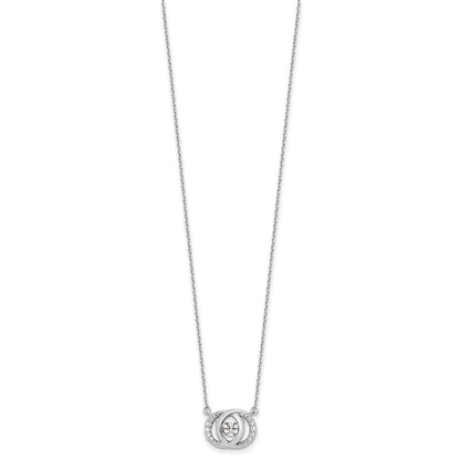 Sterling Silver Platinum-plate CZ w/two 1in ext. Necklace