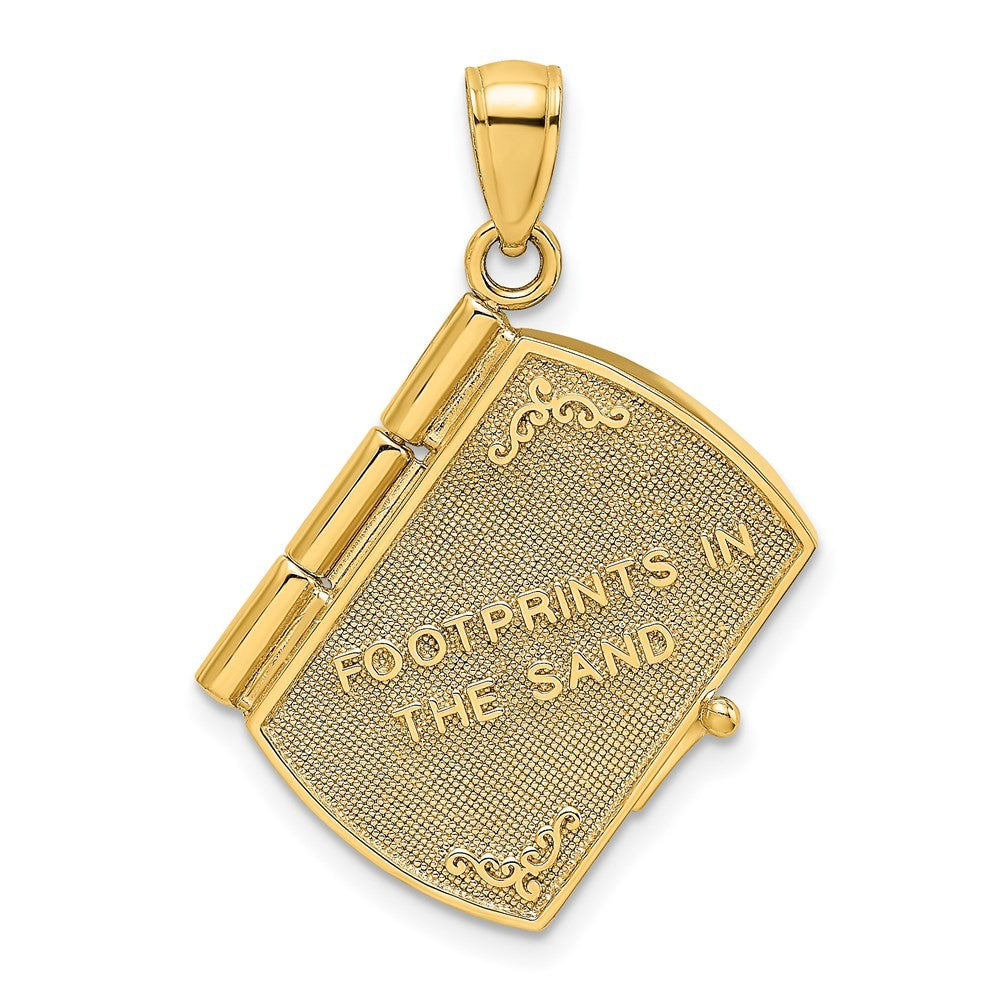 14k Yellow Gold w Rhodium 3-D Footprints Book W Prayer Inside Charm