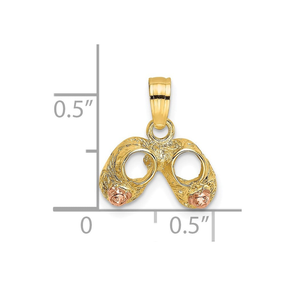 14k Two-Tone 3-D Baby Booties with Teddy Bear Charm
