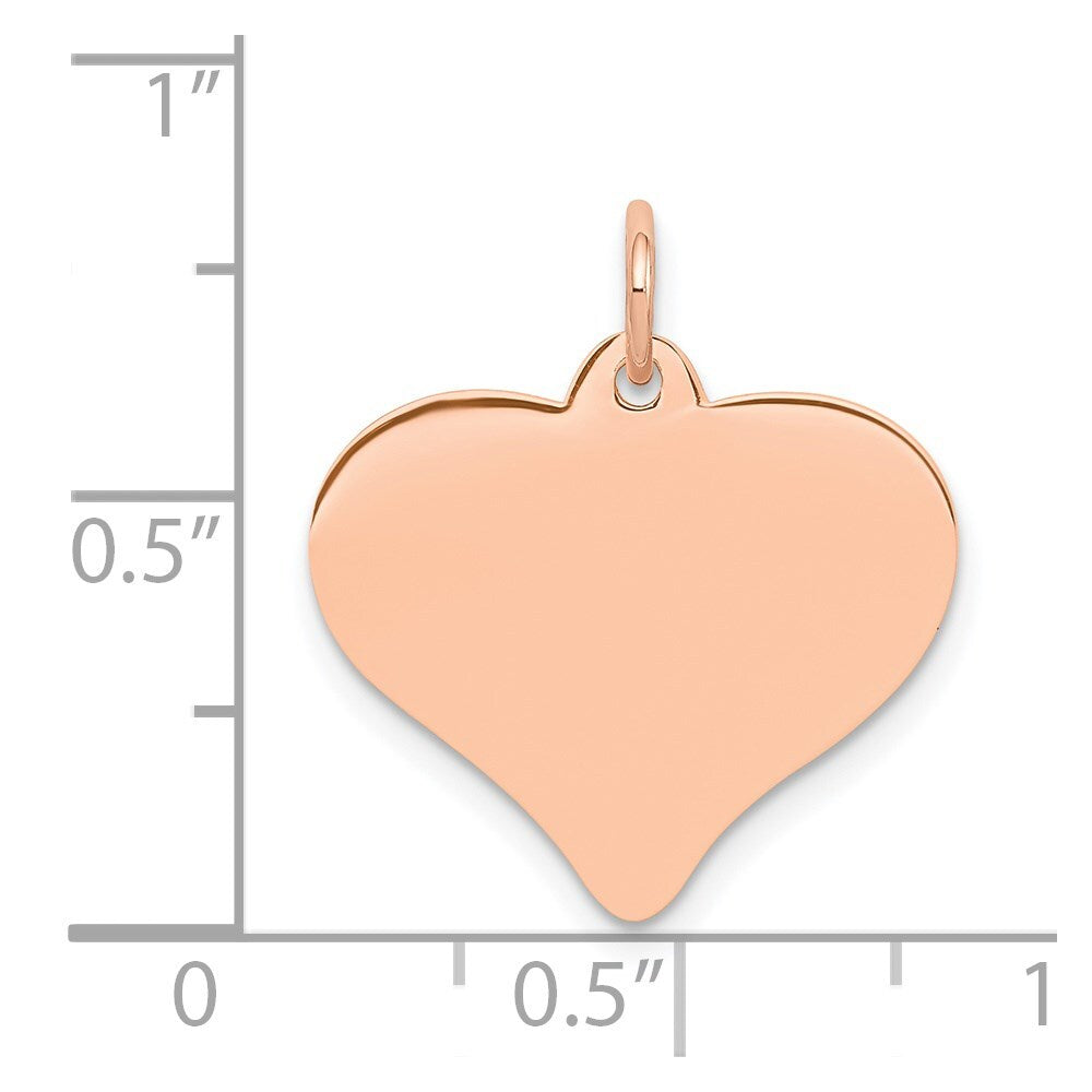 14k Rose Gold Rose Polished Heart Shaped Disc Pendant for Women