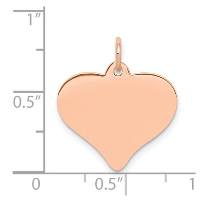 14k Rose Gold Rose Polished Heart Shaped Disc Pendant for Women