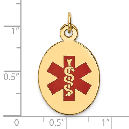 14k Yellow Gold Red Enamel Medical Jewelry Pendant for Women