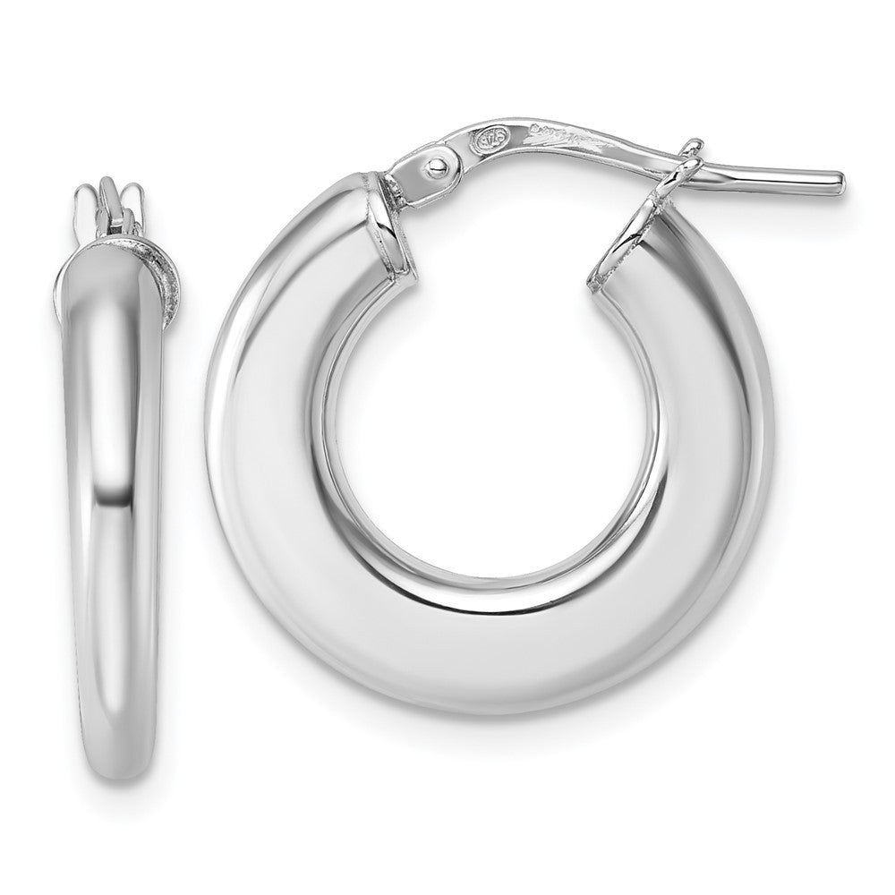 Sterling Silver Polished 3.0 x 20mm Flat Tapered Tube Hoop Earrings