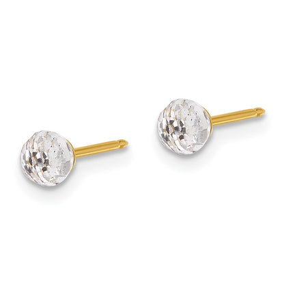 14k Yellow Gold Polished 4mm Crystal Faceted Ball Post Earrings