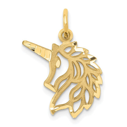 14k Yellow Gold Unicorn Head Pendant for Women