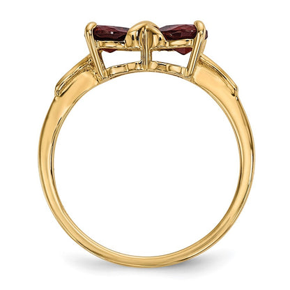 14K Yellow Gold Gold Polished Garnet Bow Ring