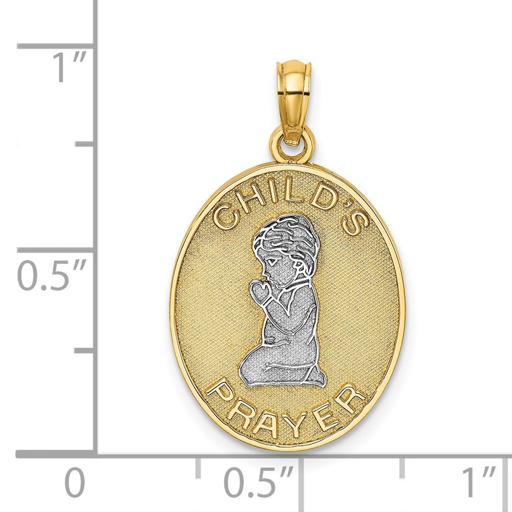 14k Yellow Gold w Rhodium Reversible CHILDS PRAYER w Boy Charm