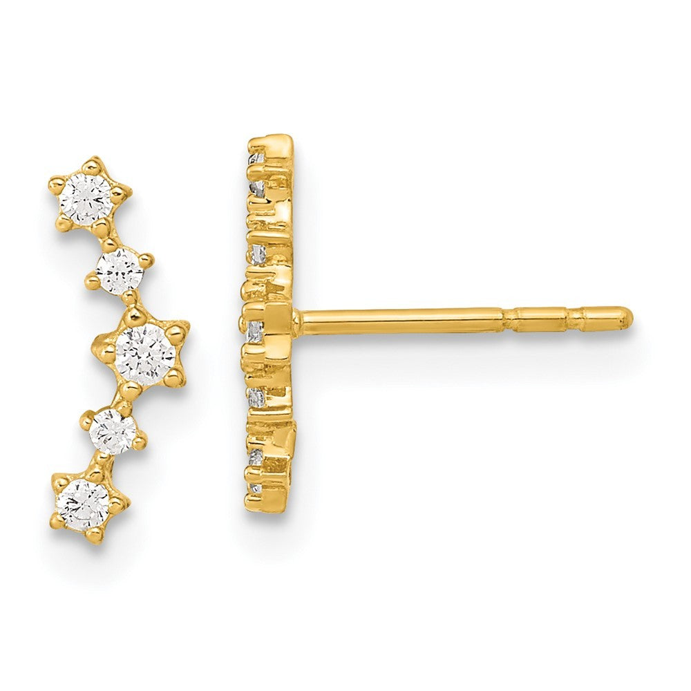 14k Yellow Gold Polished Fancy CZ Earrings