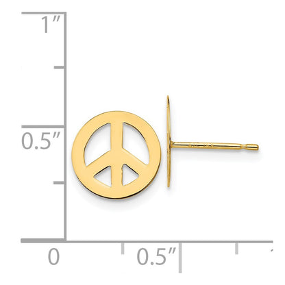 14k Yellow Gold Peace Sign Stud Earrings Gift for Women