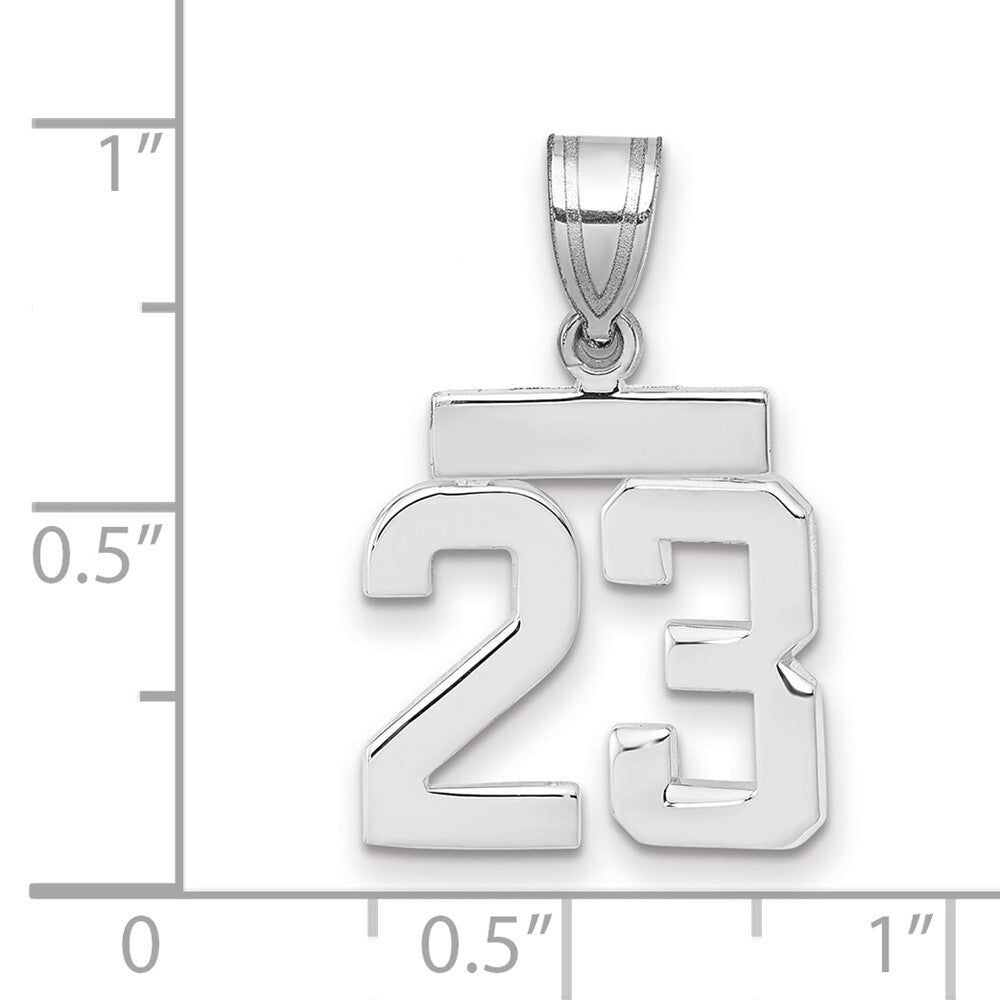 14k White Gold Small Polished Number 23 Charm Pendant for Women