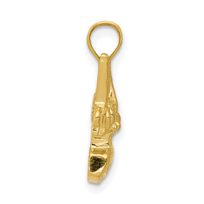 14k Yellow Gold Bee on HONEY Jar Pendant for Women