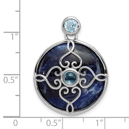 Sterling Silver Rhodium-plated w Sodalite & Blue Topaz Pendant