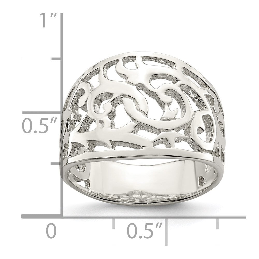 Sterling Silver Rhodium-plated Swirl Ring Size 7