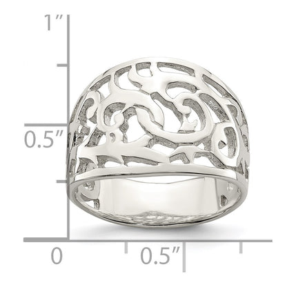 Sterling Silver Rhodium-plated Swirl Ring Size 7