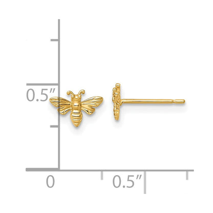 14k Yellow Gold Polished Bee Stud Earrings Gift for Women