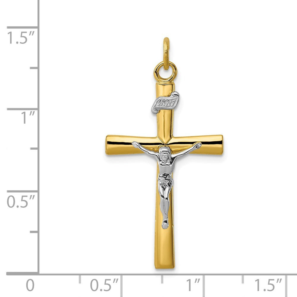 Sterling Silver Rhodium-plated & 18k Gold-plated Crucifix Pendant