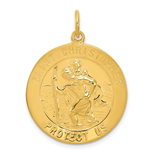 24k Gold-plated Sterling Silver St. Christopher Medal Pendant