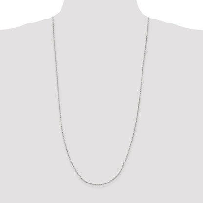 Sterling Silver Rhodium-plated 1.5mm Beveled Oval Cable Chain