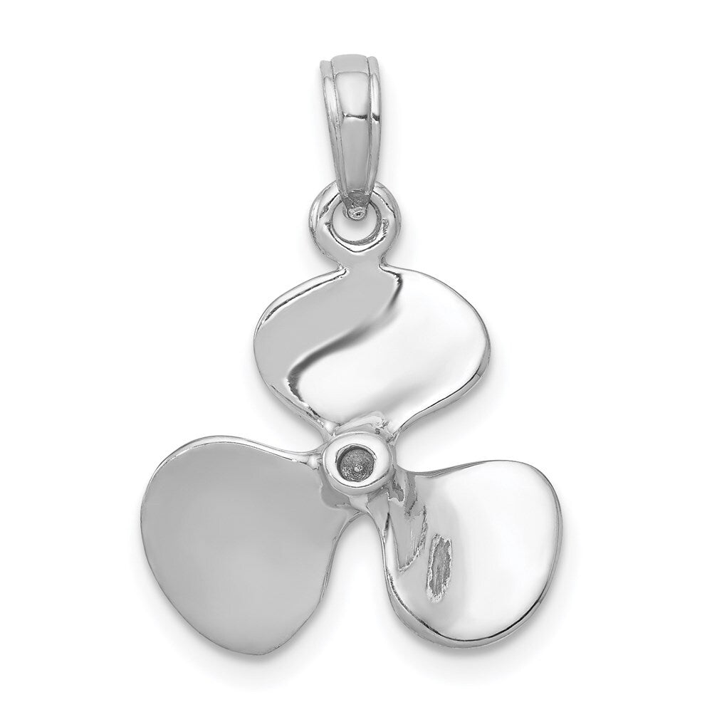 14k White Gold Polished 3-D Propeller Pendant for Women