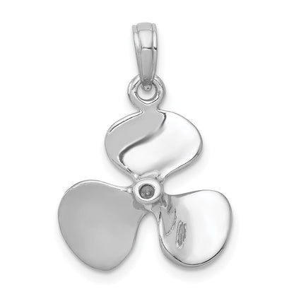 14k White Gold Polished 3-D Propeller Pendant for Women