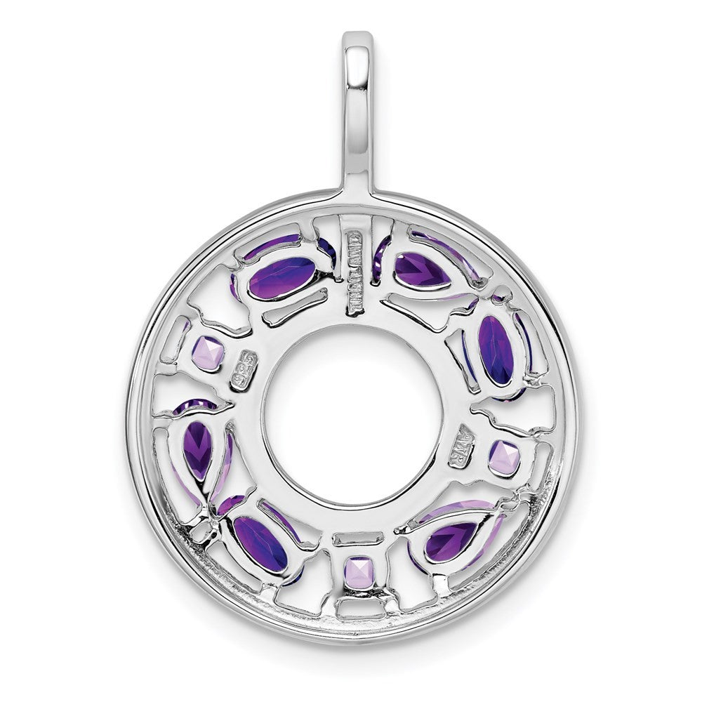 Sterling Silver Rhodium-plated Amethyst and Cubic Zirconia Circle Pendant