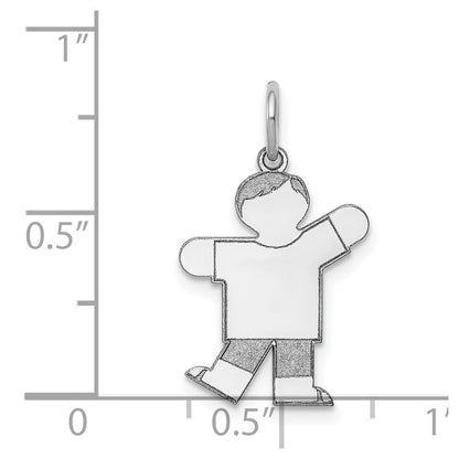 14k White Gold Kid Charm Pendant for Women