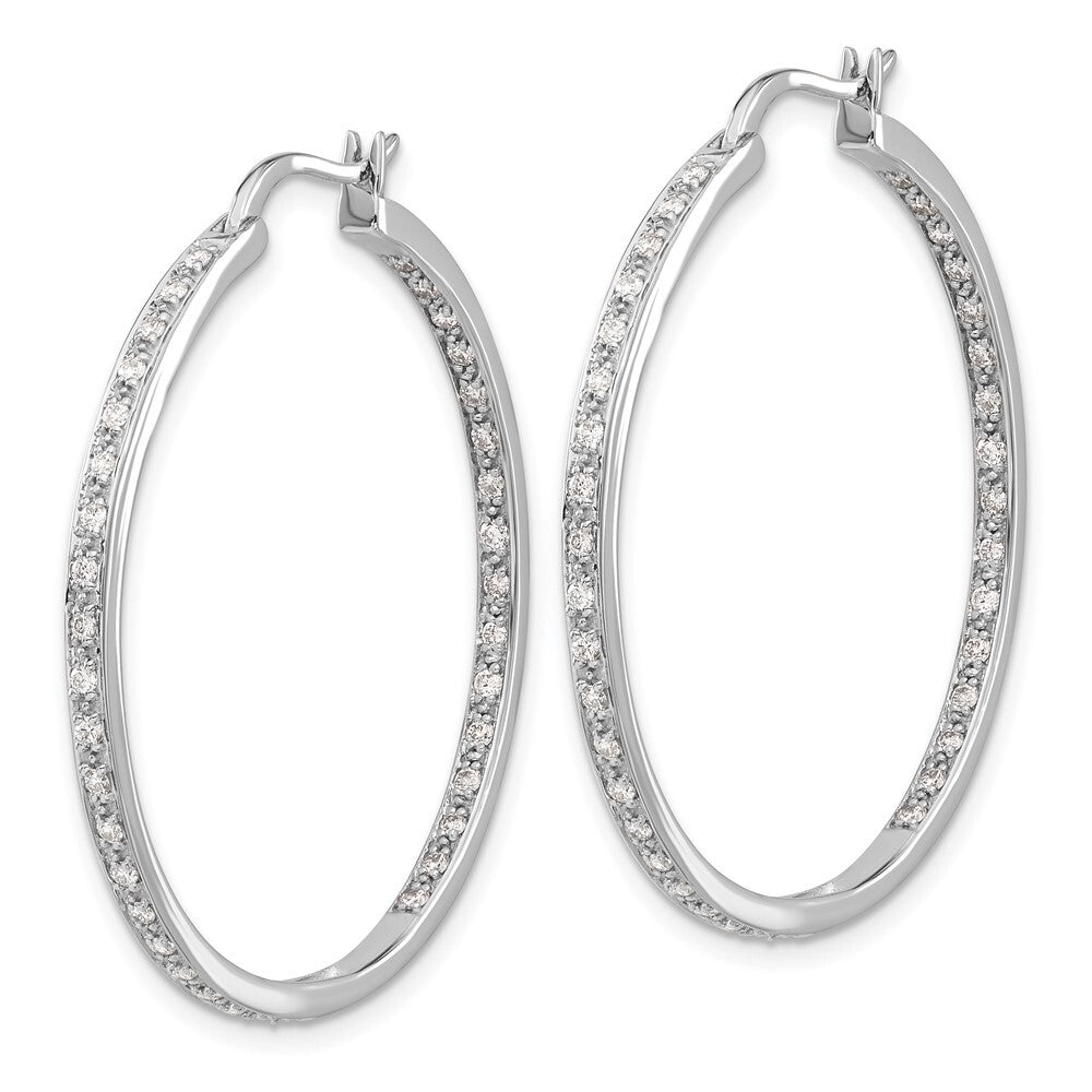 14k White Gold Diamond In/Out Hoop Earrings