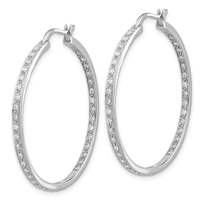 14k White Gold Diamond In/Out Hoop Earrings