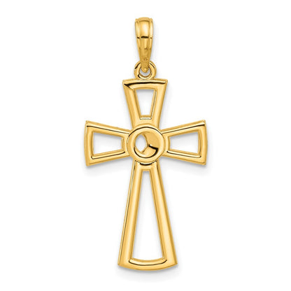 14k Yellow Gold Polished Fancy Cross