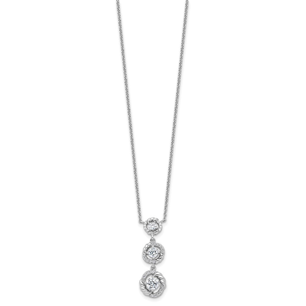 Pure Fire Sterling Silver Rhod-plated Fancy 16in w/2in ext CZ Dangle Neckla