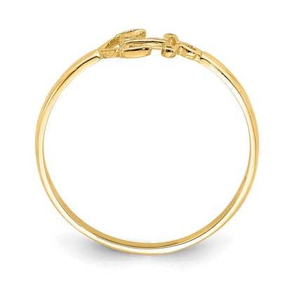 14K Yellow Gold Polished Anchor Ring