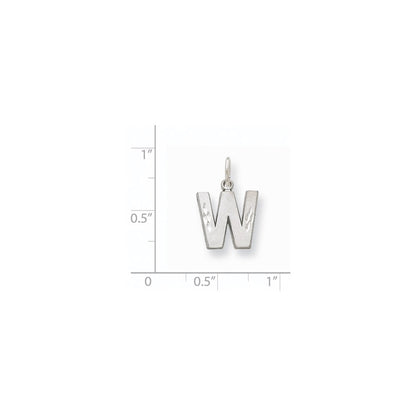14k White Gold Satin Diamond-cut Letter W Initial Charm Pendant for Women
