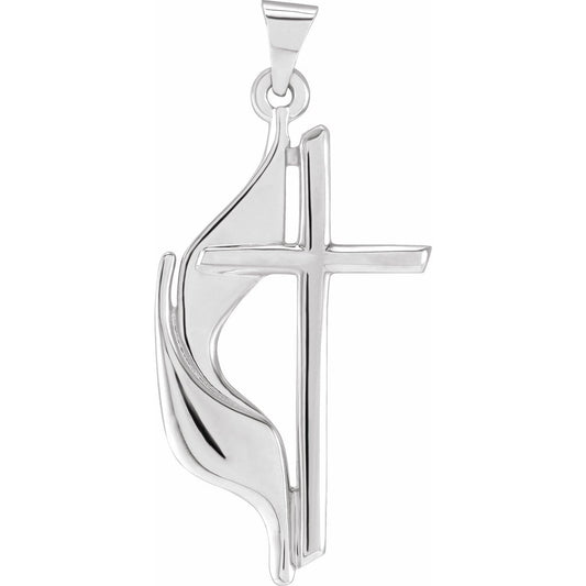 Sterling Silver Methodist Crucifix Catholic Cross Pendant Gift for Women