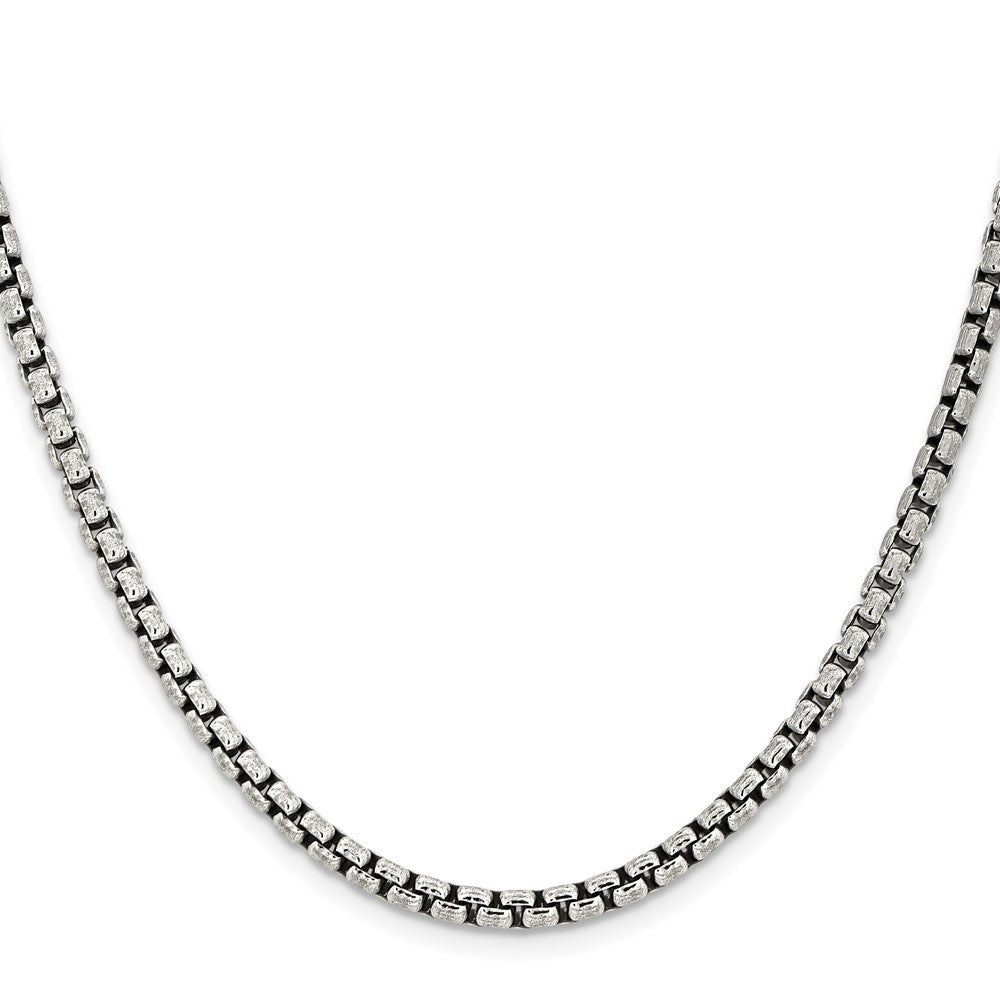 Sterling Silver Antiqued 3.6mm Round Box Chain Necklace