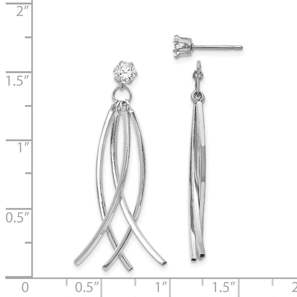 14k White Gold Curved Dangles with Cubic Zirconia Stud Earring Jackets