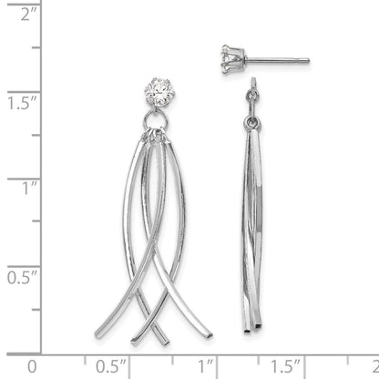 14k White Gold Curved Dangles with Cubic Zirconia Stud Earring Jackets