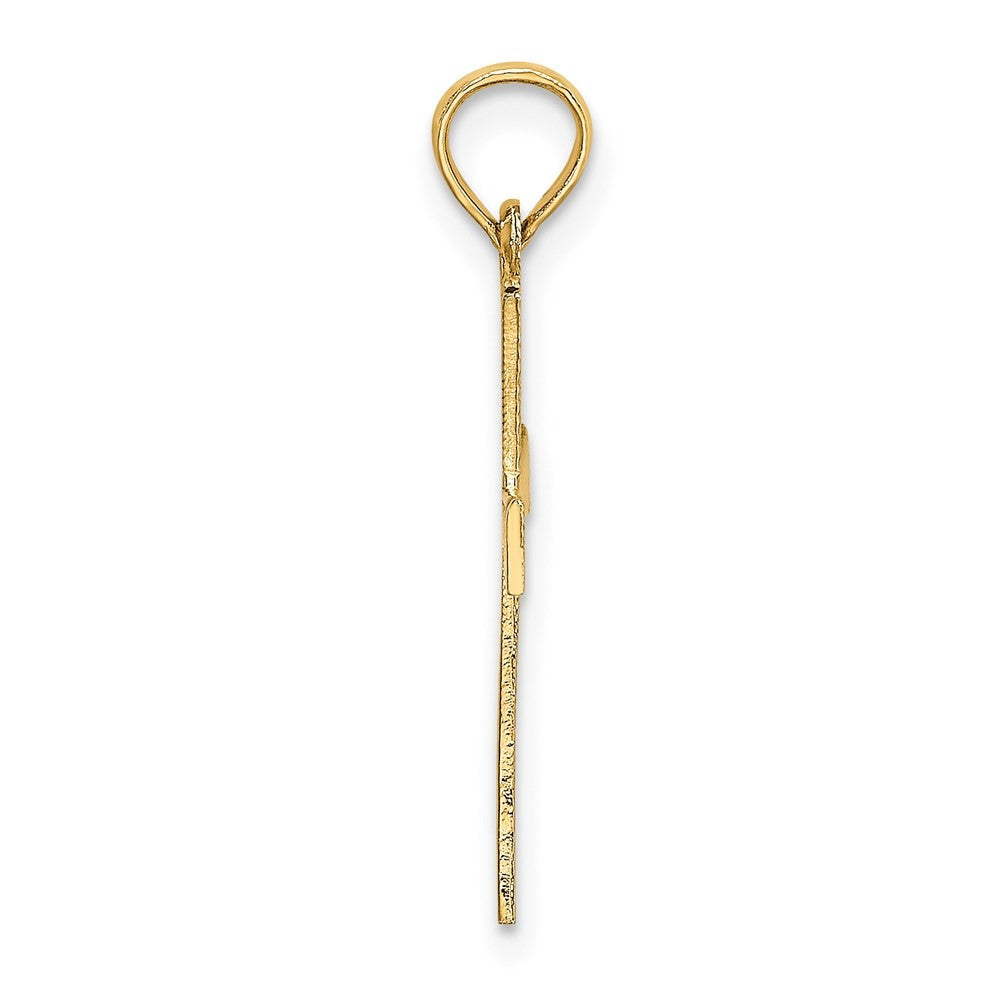 14k Yellow Gold Engraved Cross W/Flared Tips Charm