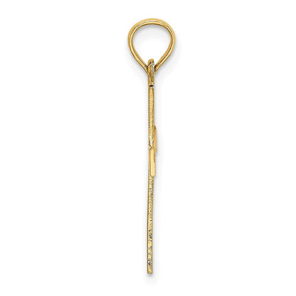 14k Yellow Gold Engraved Cross W/Flared Tips Charm