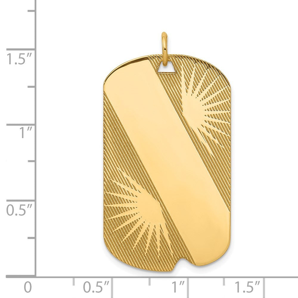 14k Yellow Gold Patterned .018 Gauge Engravable Dog Tag Disc Charm