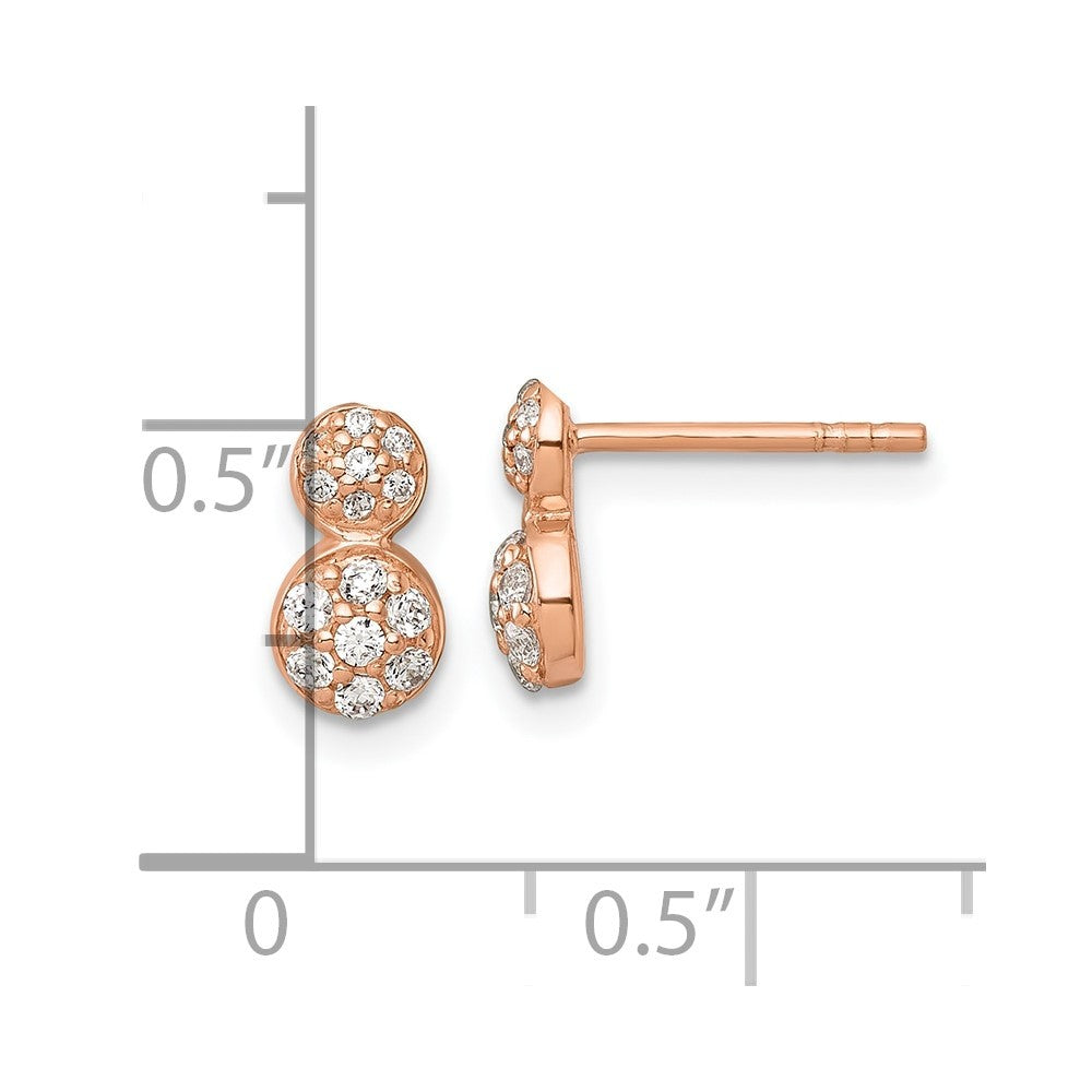 Sterling Silver Rose Gold-plated Polished Fancy CZ Two Circles Earrings