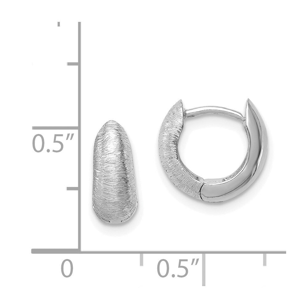 14K White Gold Textured Hoop Earrings Gift for Women