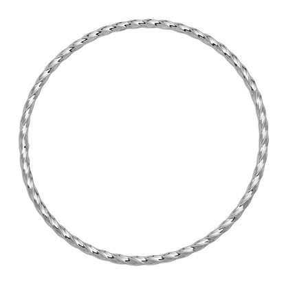14k White Gold Polished Twisted 2.50mm Slip-on Round Bangle Bracelet
