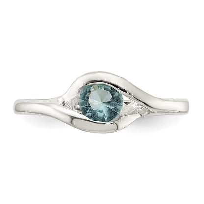 Sterling Silver Blue Glass Ring Size 8