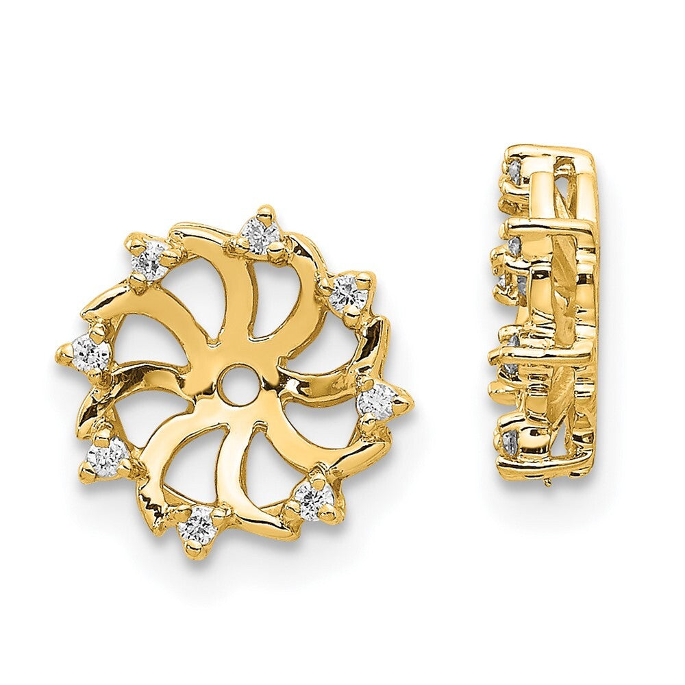 14k Yellow Gold AA Diamond Earring Jacket Gift for Women